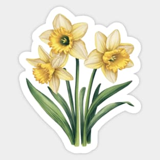 Vintage Daffodil Botanical Watercolor Sticker